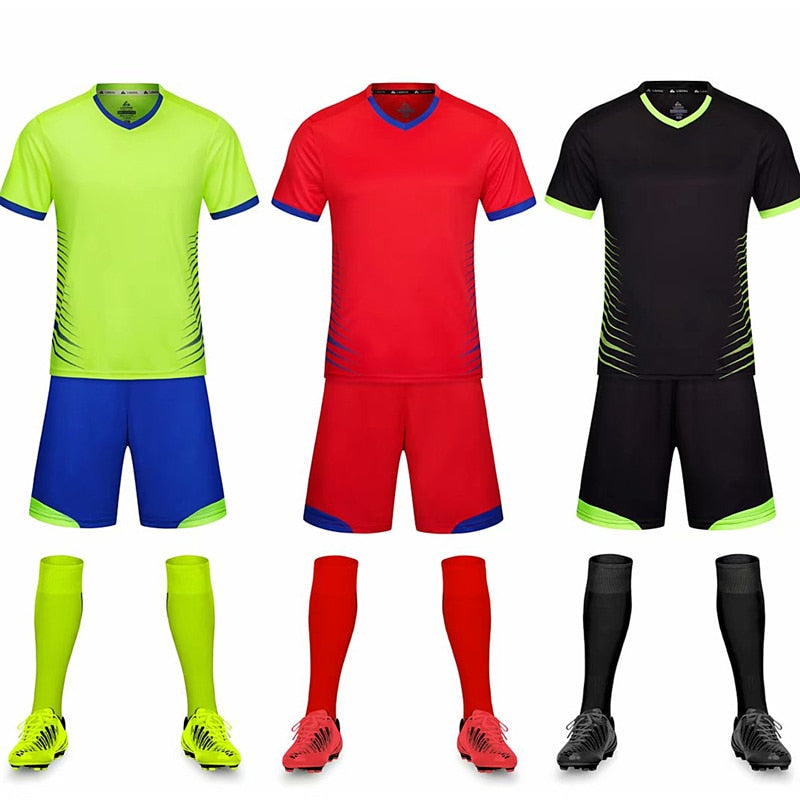 Adult and Kids Football Jerseys Boys Girl Blank Soccer Clothes Sets Short Sleeve Tracksuit Suit Uniforms Children Soccer Jersey