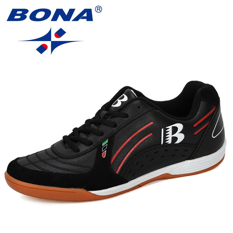 BONA 2019 New Designer Men Football Shoes Athletic Soccer Shoes Leather Training Football Sneakers Male Jogging Trekking Shoes