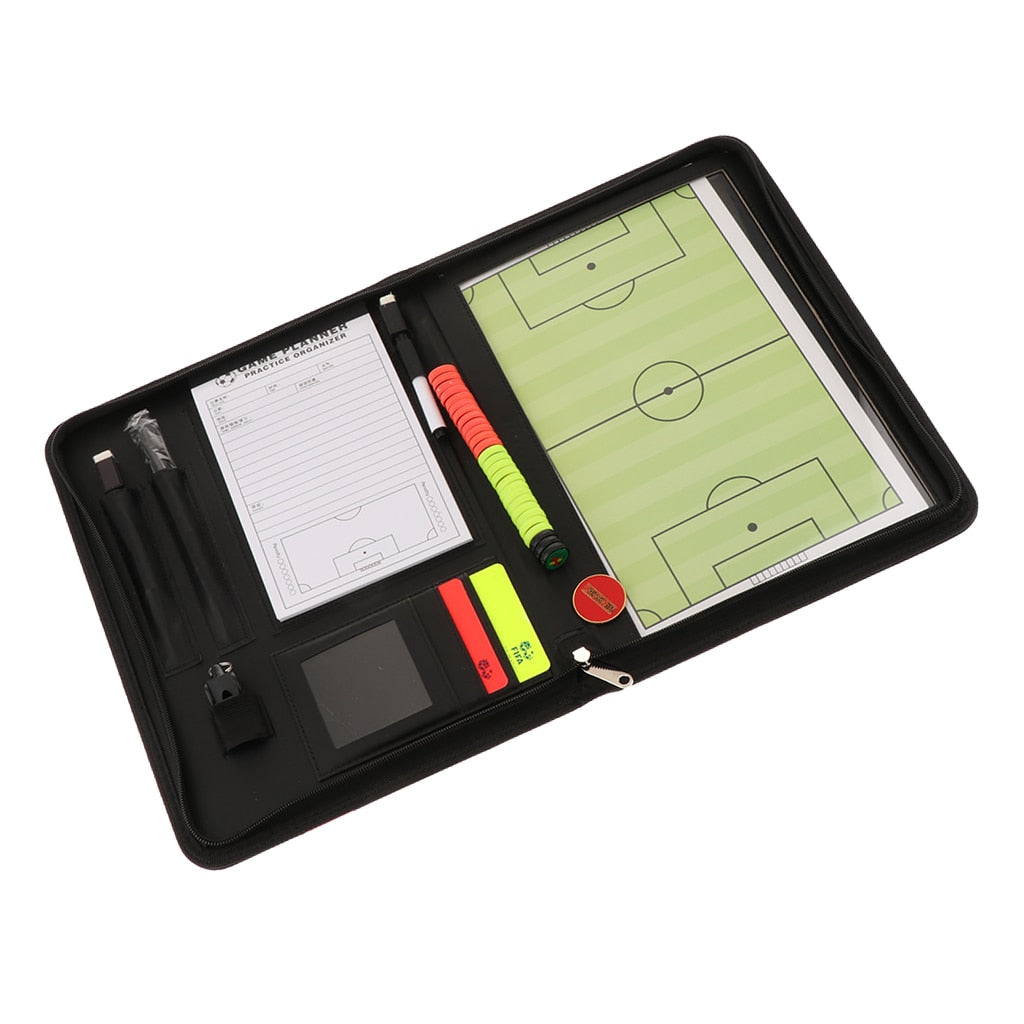 Soccer Coaching Coaches Board Referee Scorecard Zipper Case Holder Yellow Red Warning Card Wallet Whistle  Coin