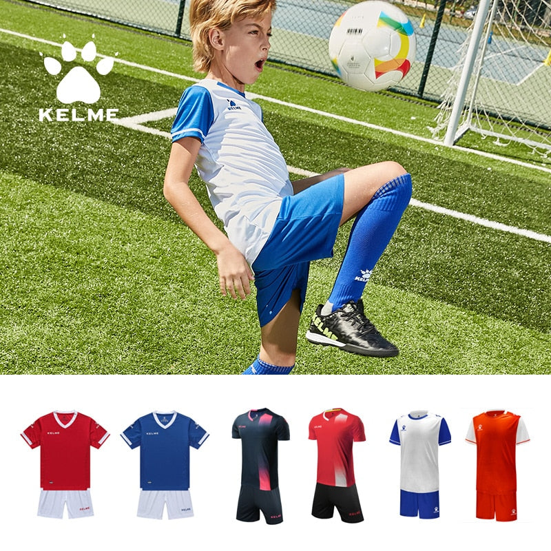 KELME  KID'S Team Soccer Sets Custom Training Short sleeves Jerseys Shorts For Football Survetement High Quality K15Z212C