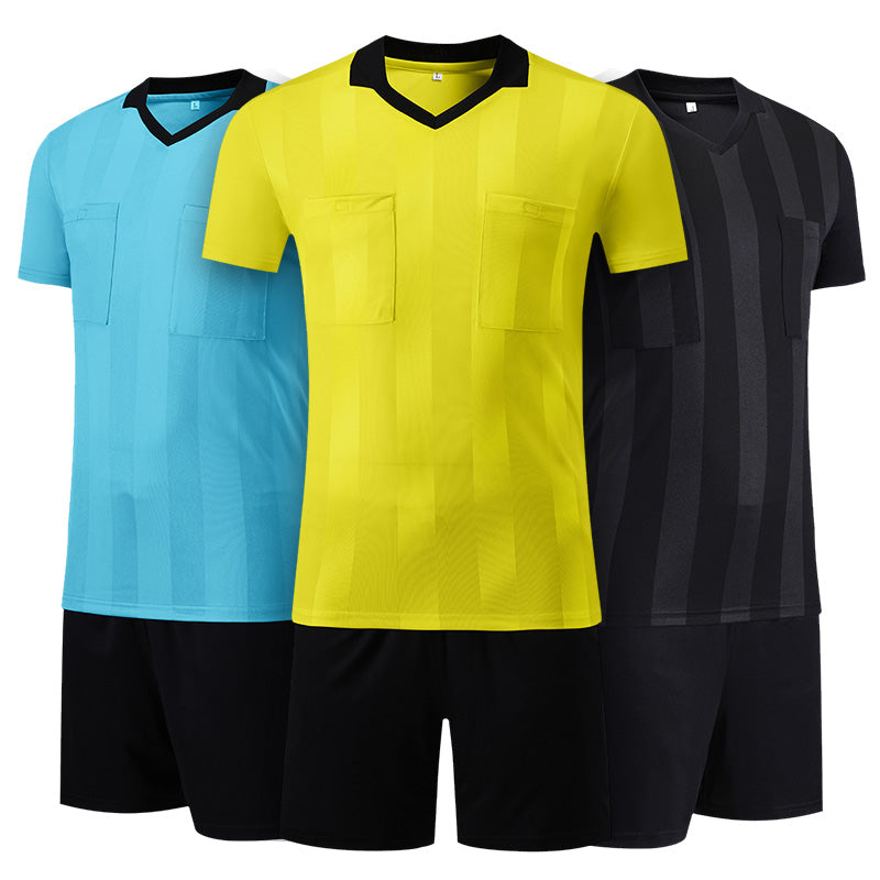 New designs referee soccer jersey football shirt referee judge uniform breathable soccer sets referee uniforms