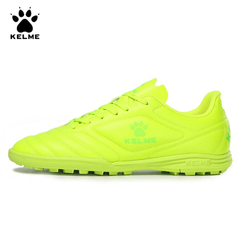 KELME Professional Futsal Football Boots Soccer Shoes Original Cleats TF Fluorescent Yellow Sneakers Men Soccer Futsals 871701