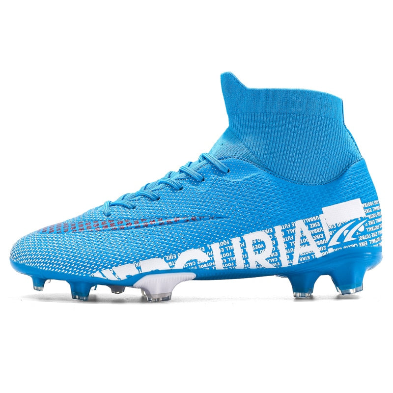 ZHENZU Outdoor Men Boys Soccer Shoes TF/FG Football Boots High Ankle Kids Cleats Training Sport Sneakers Size 35-44