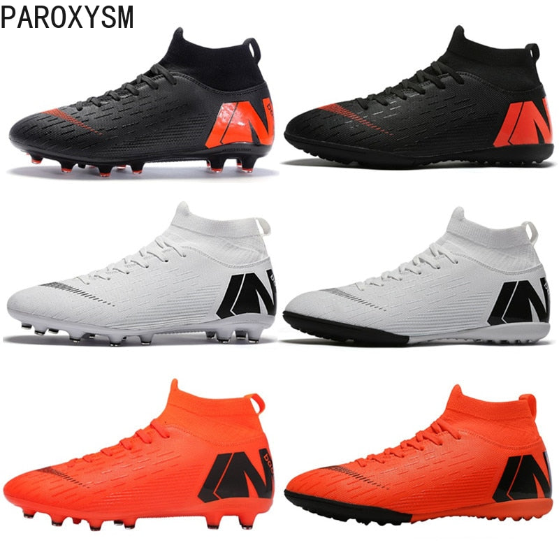 PAROXYSM outdoor boys and girls soccer shoes football shoes high ankle children splint training sports shoes football shoes
