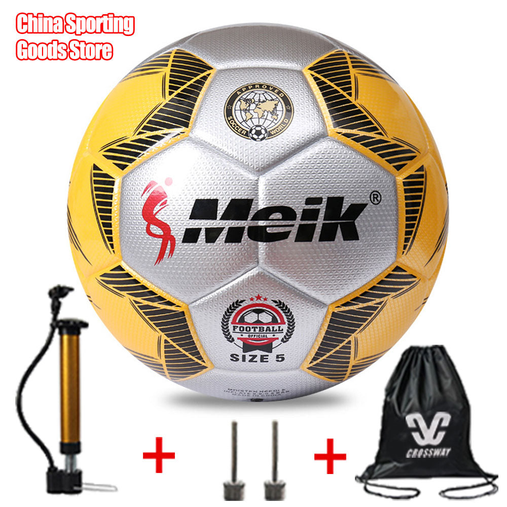 New style football, size 5, thick reinforced double PU high strength, high quality football free air pump + air needle + bag