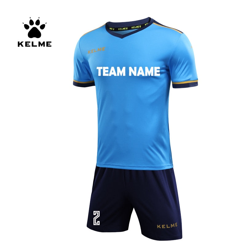 KELME Custom Men's Soccer Jersey Football Uniforms Summer Training Suits Original Team Jersey Short Sleeve Breathable 3871001