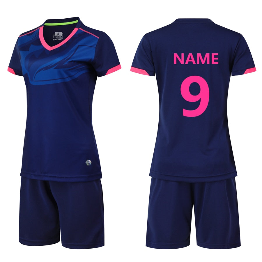 Women Volleyball Football Jersey Soccer Jerseys Set Uniforms Shirt Shorts Womens Sport Kit Clothes Training Suit Custom Printing