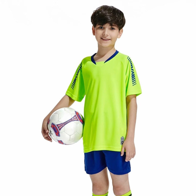 Child Kids Soccer Jersey Sets Custom Name Number Survetement Team Uniforms Kits Boys Football Jerseys Sports Kit Training Suits