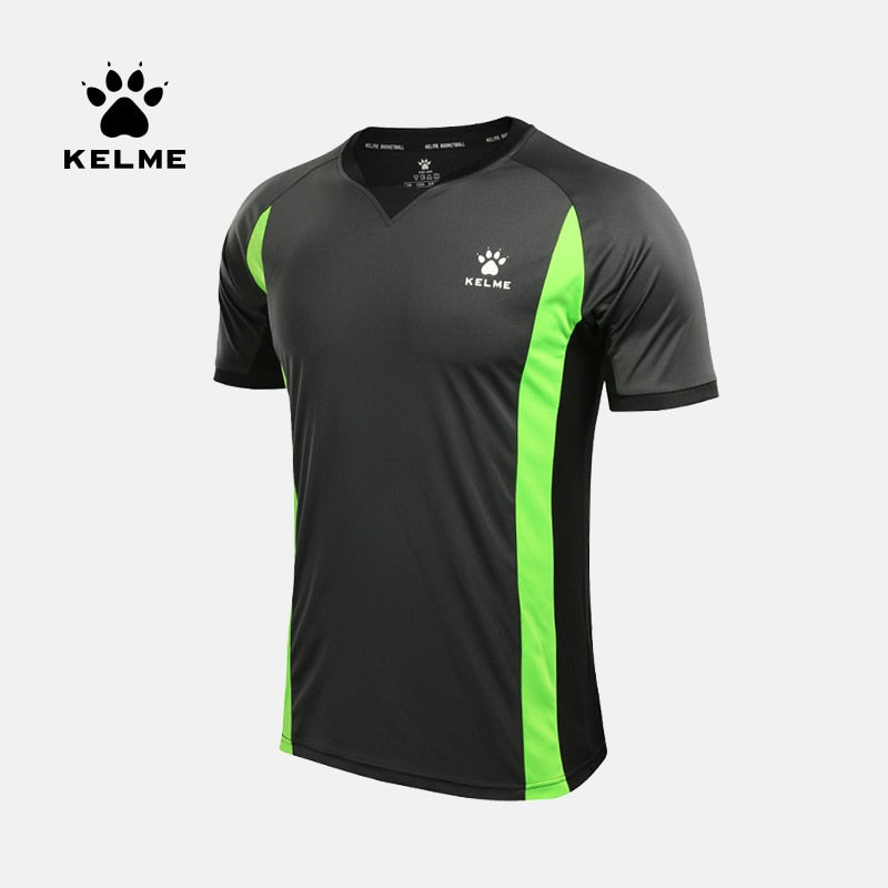 KELME New Quickly Dry Breathable Sport Gym Shirt Men Fitness Soccer referee Jerseys Running T Shirt 3881027